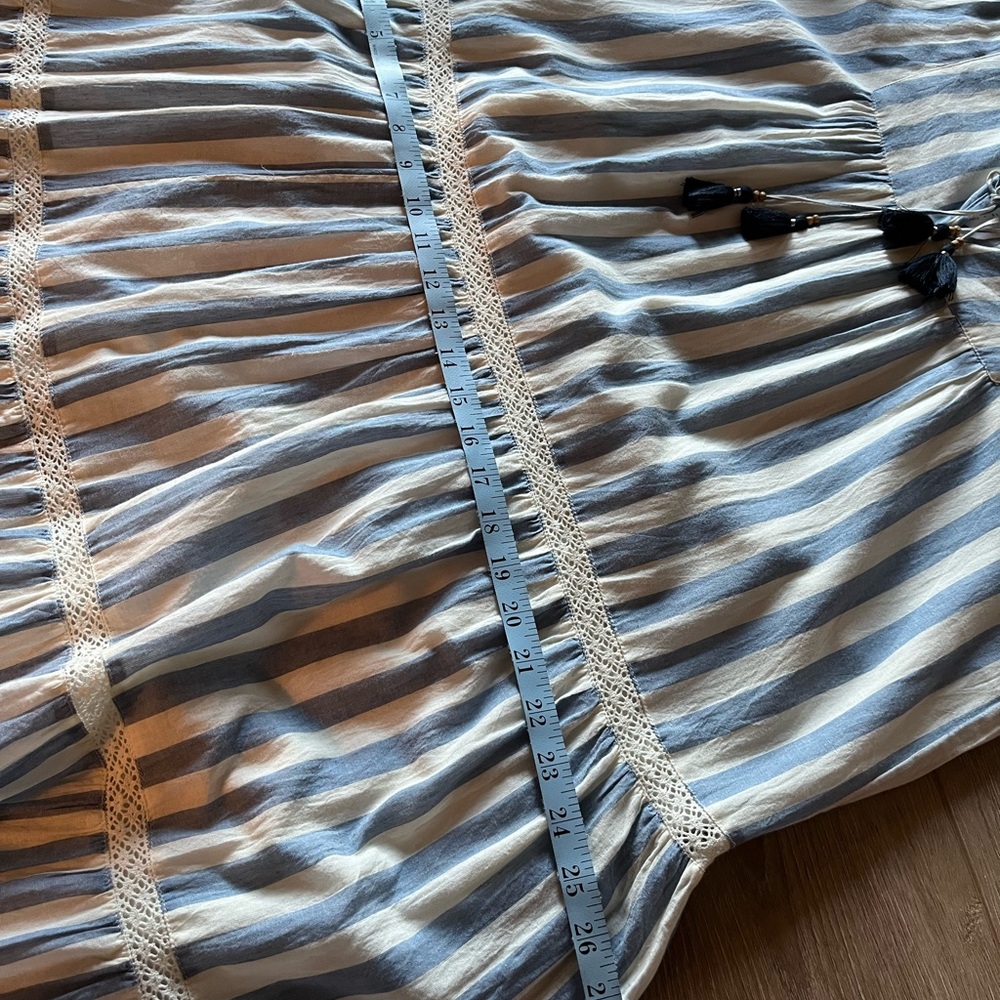 Pink Chicken Blue Chambray and Cream Tiered Maxi Sundress faded stripes - Picture 10 of 12